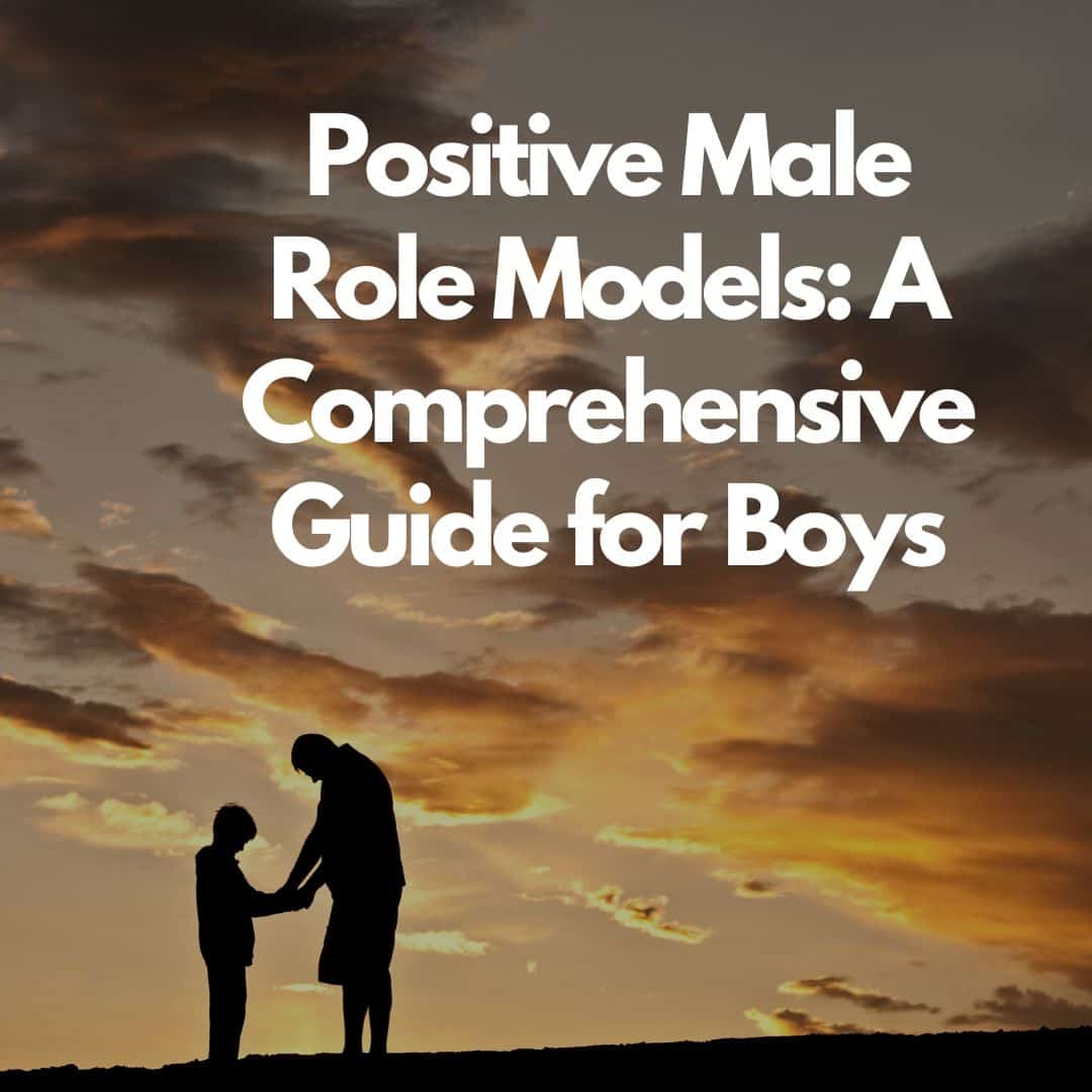 Silhouette of an adult and a boy holding hands at sunset, with clouds in the sky and large white text that reads, "Positive M